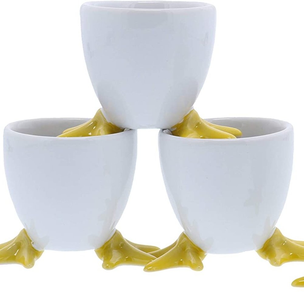 New BIA Cordon Bleu Porcelain Chicken Feet Egg Cups, Set of 4